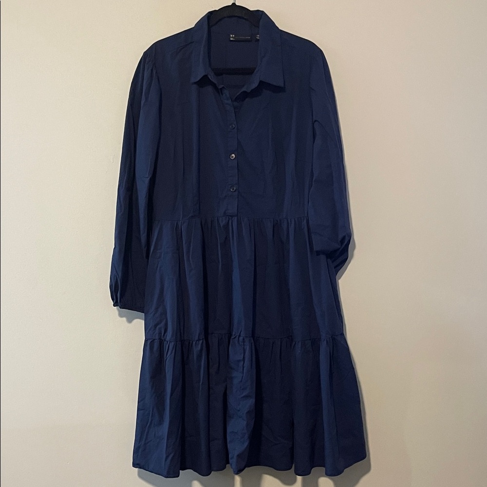 New York & Company Deep Blue Long Sleeve Dress